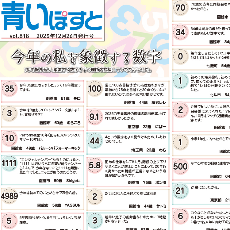 2025年を振り返る 青ぽ読者の今年を象徴する数字と理由