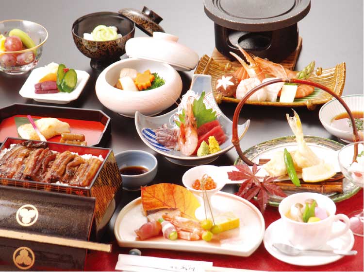 湯元入川の宴会コース6000円海鮮陶板焼き料理