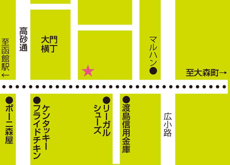 ハッシュパピー函館店周辺地図