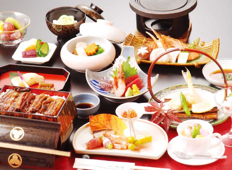 湯元入川6500円海鮮陶板焼きコース料理