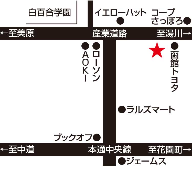ファイブスター函館店周辺地図